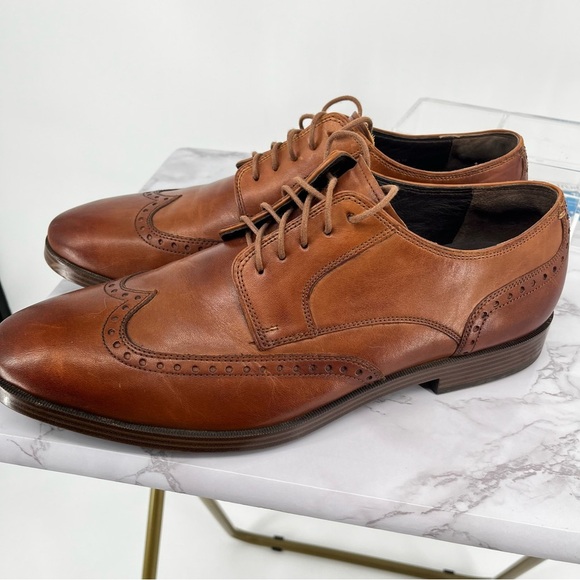 COLE HAAN JAY GRAND Wingtip Leather Oxford Shoes Size 11 M Classic Preppy Brown - Picture 5 of 9